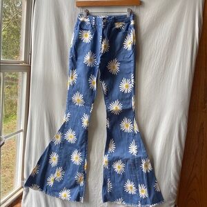 Daisy Print Flare Jeans